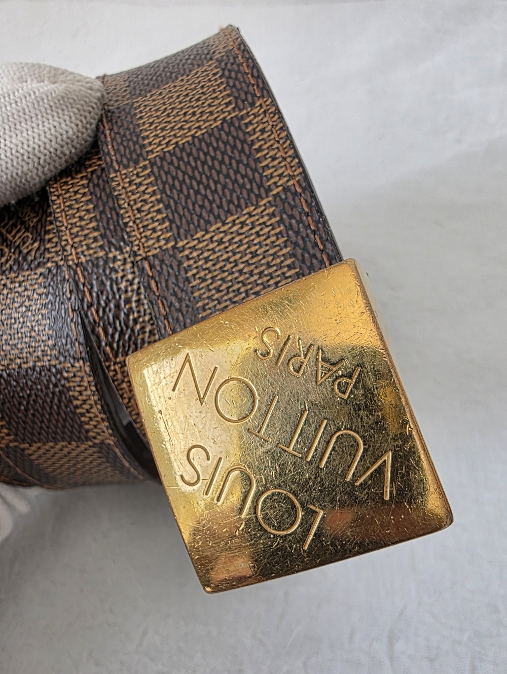 Auth Louis Vuitton Damier Ebene Leather Belt - Picture 3 of 9